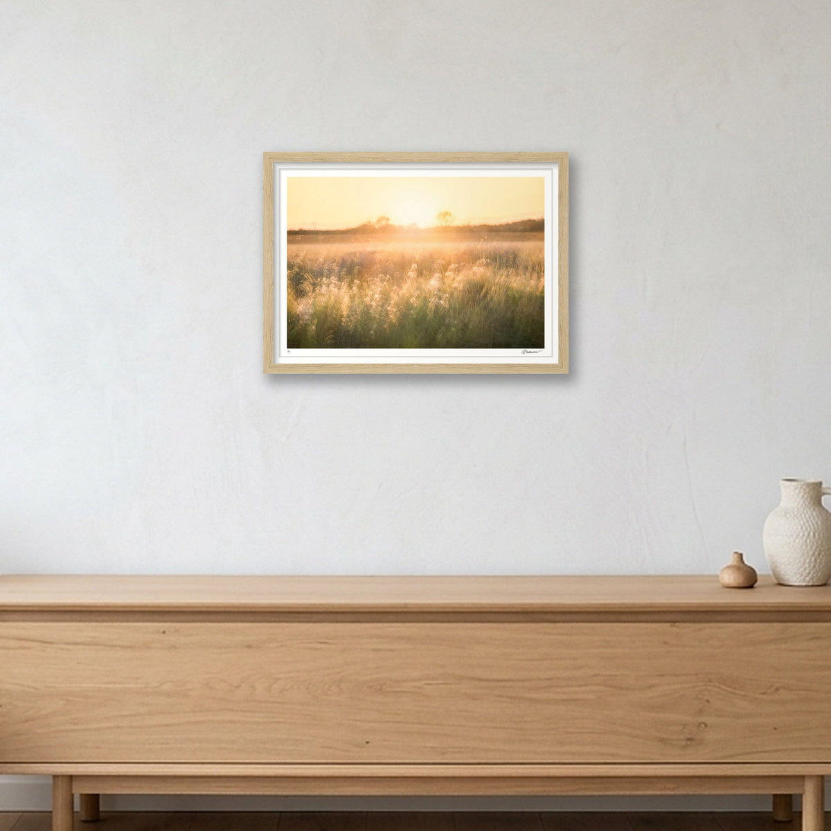 Golden Reverie — A3 (17×12") Oak Frame