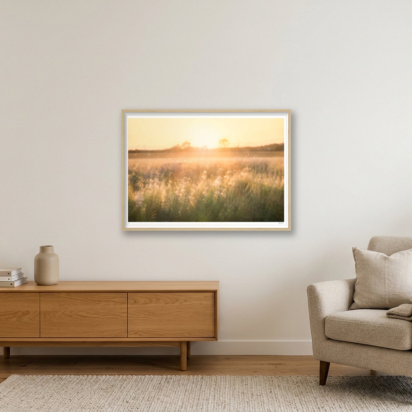 Golden Reverie — A1 (84×59cm, 33×23") Oak Frame