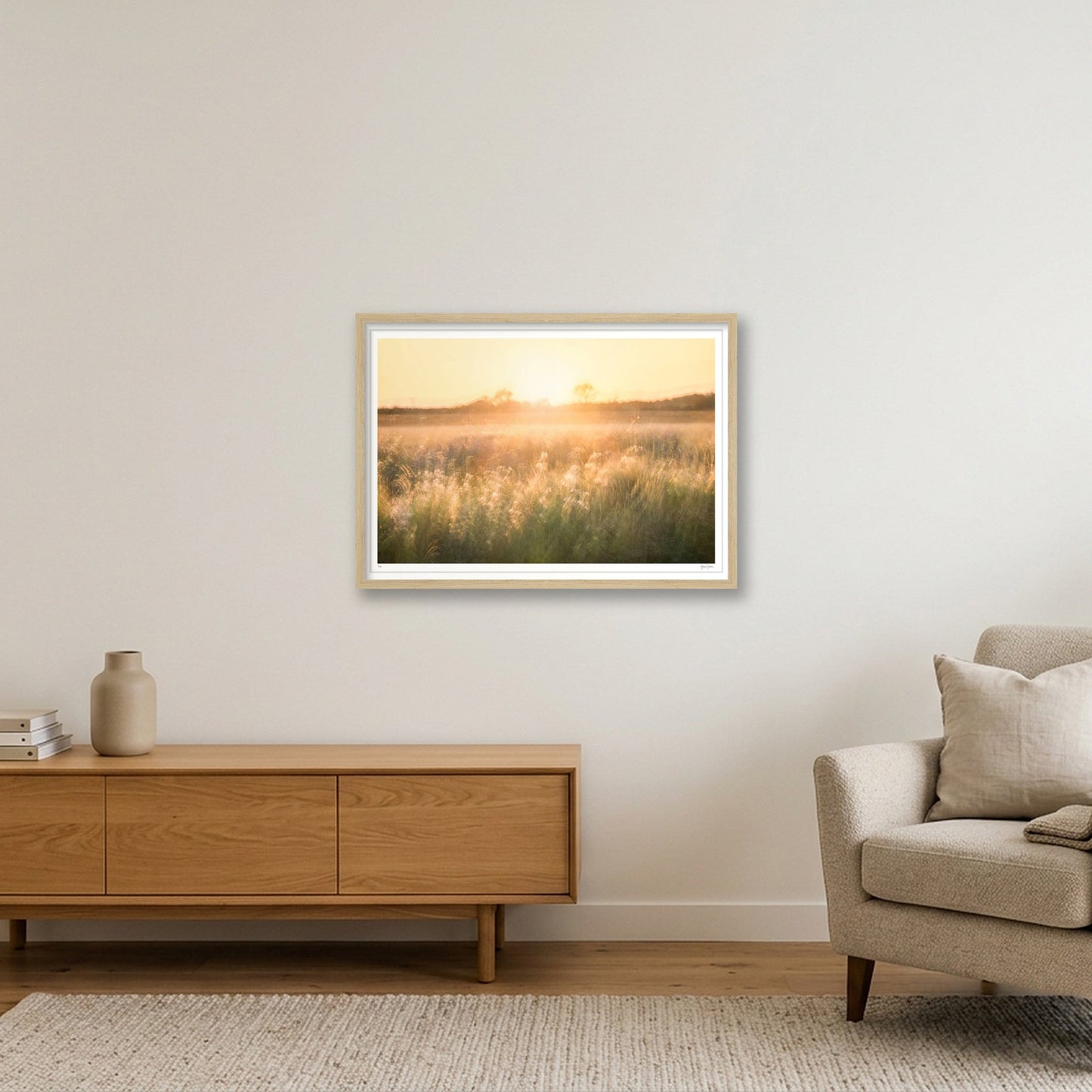 Golden Reverie — A2 (59×42cm, 23×17") Oak Frame